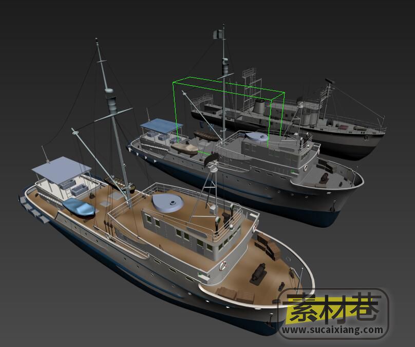 3搜现代写实渔船模型