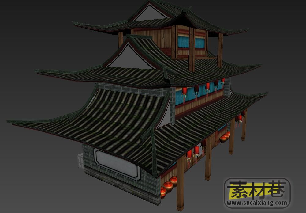 一座中国古代酒楼3D模型