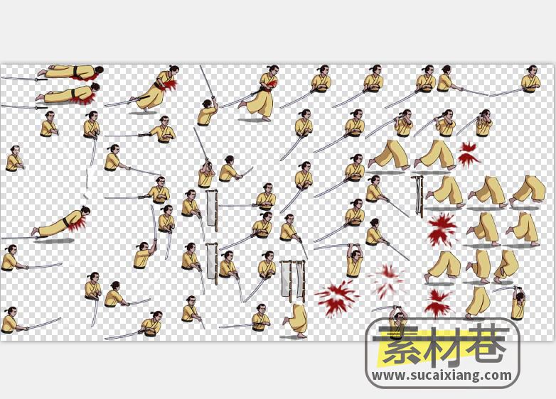 2D横版卷轴日本武士格斗动作游戏素材