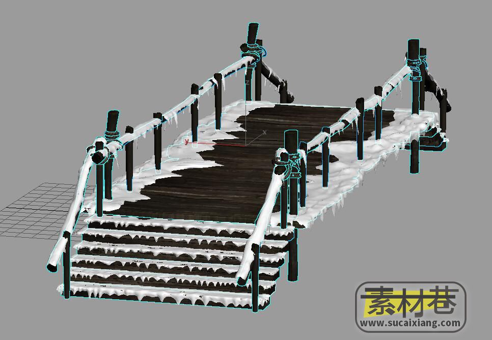 3D积雪木桥模型