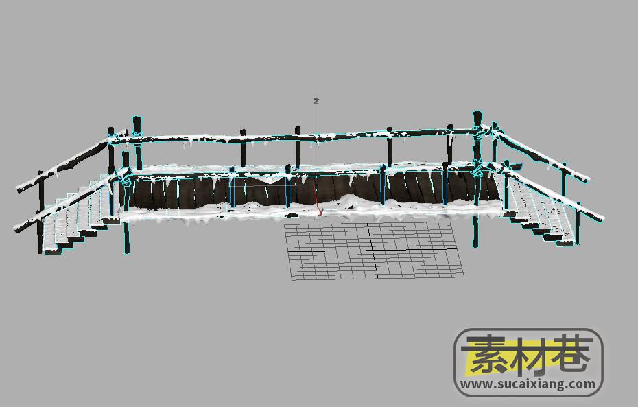 3D积雪木桥模型