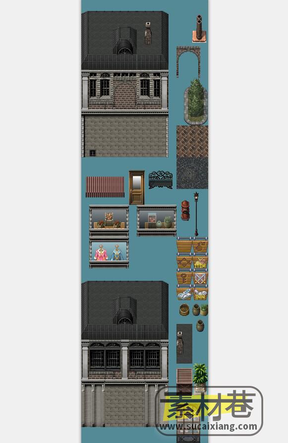 2D现代风格游戏房屋室内家具摆件办公室场景素材