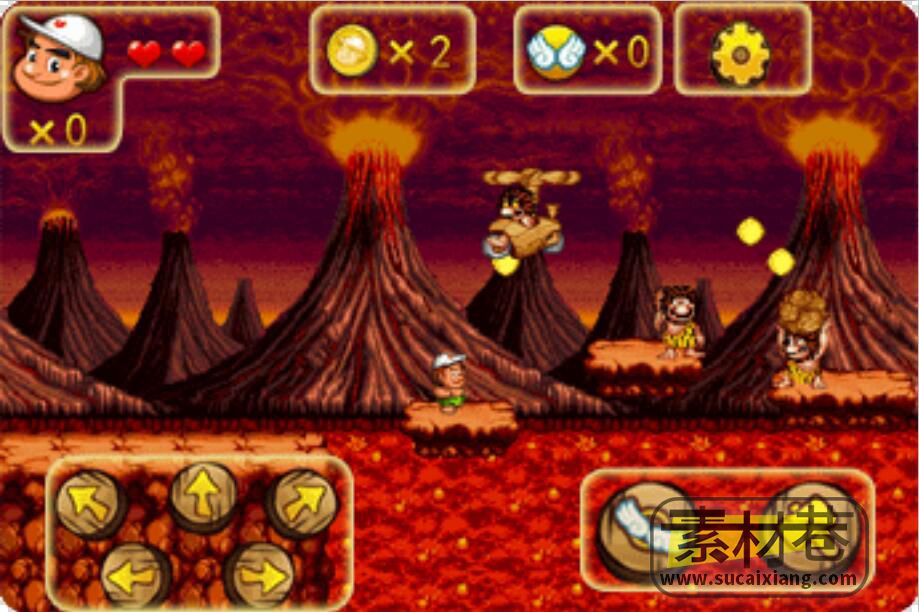 2D横版冒险游戏火山人与龙素材