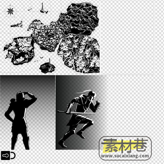 2D黑白风格横版跑酷游戏黑暗领地素材
