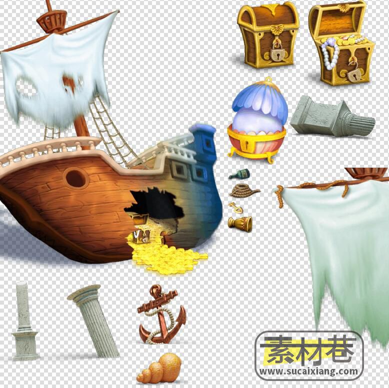 2D海洋冒险游戏美人鱼历险记素材