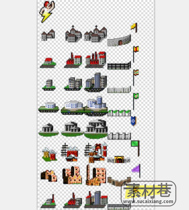 2.5D策略模拟经营游戏城市房屋进化升级建设素材