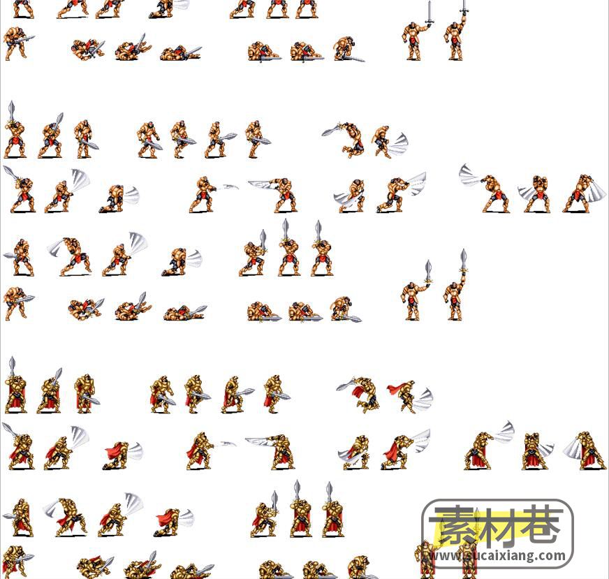 2D冒险游戏圆桌骑士人物动作素材
