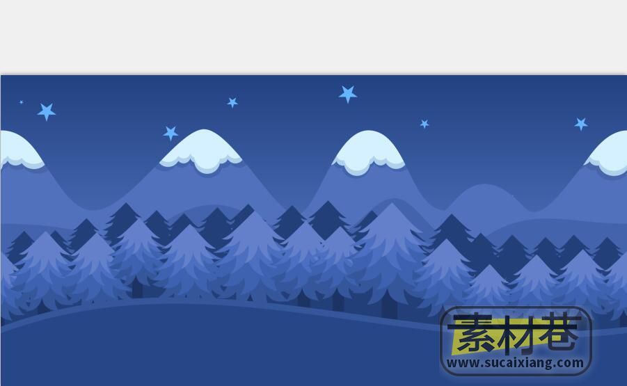 2D卡通风格横版雪地树林游戏场景地图拼块素材