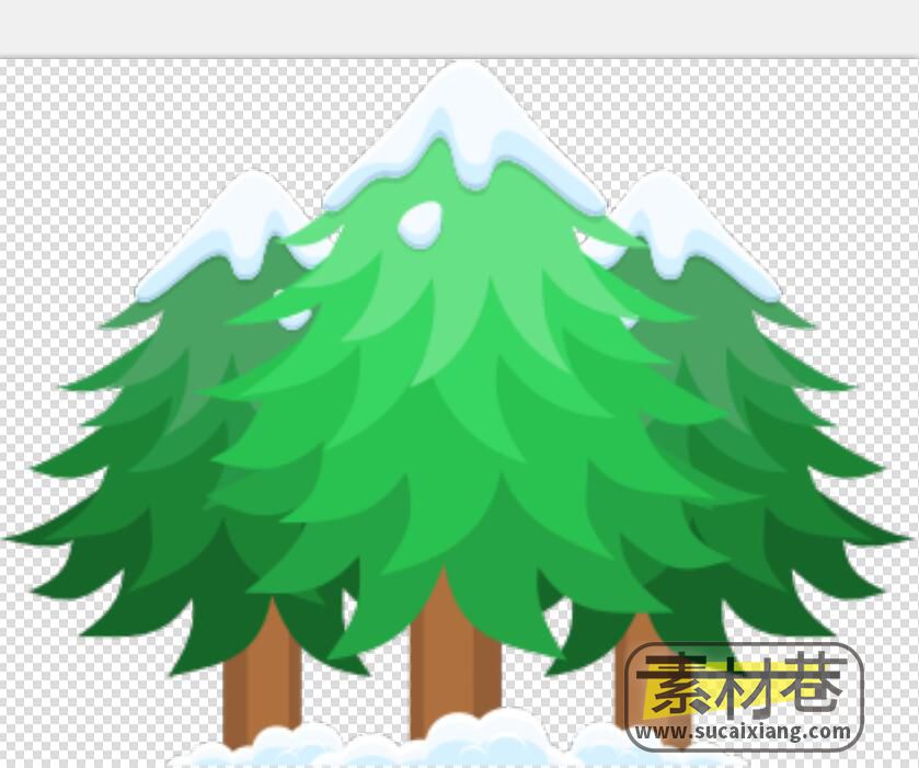 2D卡通风格横版雪地树林游戏场景地图拼块素材