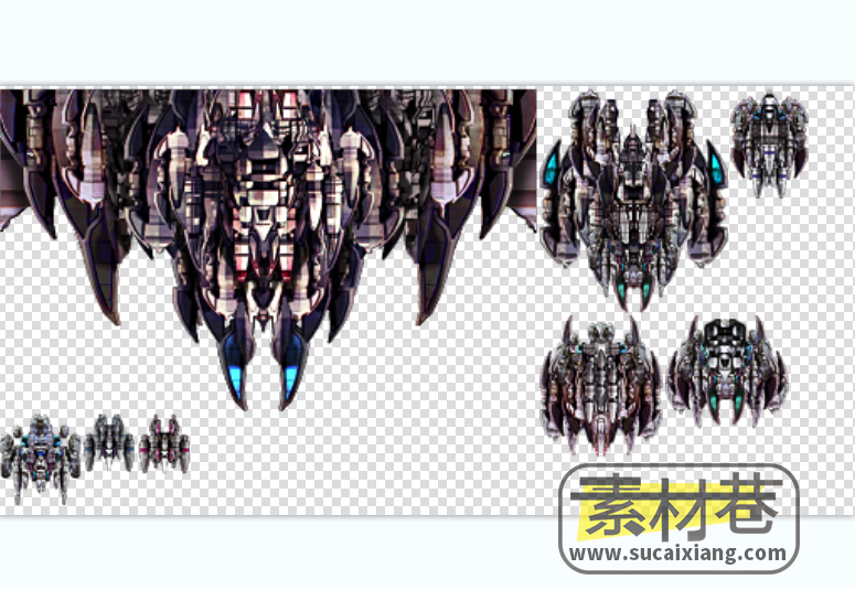 2D科幻游戏外星飞船战舰素材