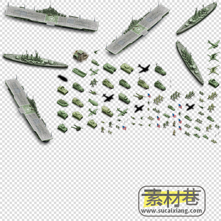 2d军事战争策略游戏航母军舰飞机装甲车坦克士兵素材