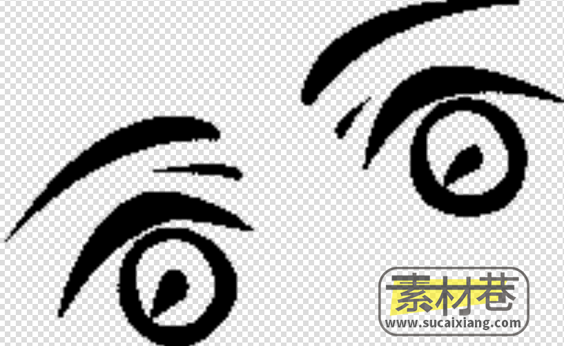 2D黑白涂鸦风格眼睛神态游戏素材