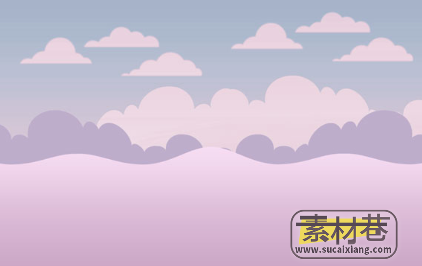 2D远景卡通云朵天空游戏背景素材