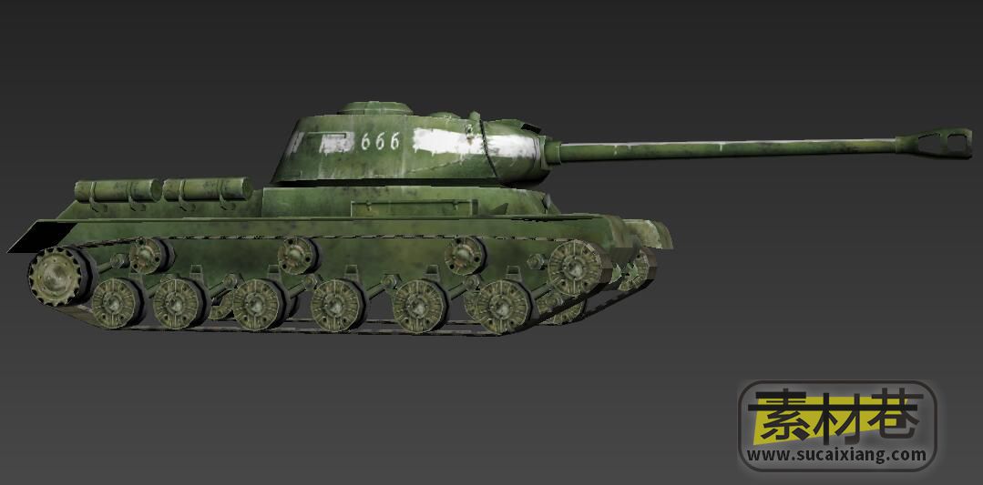 一辆写实坦克游戏3D模型