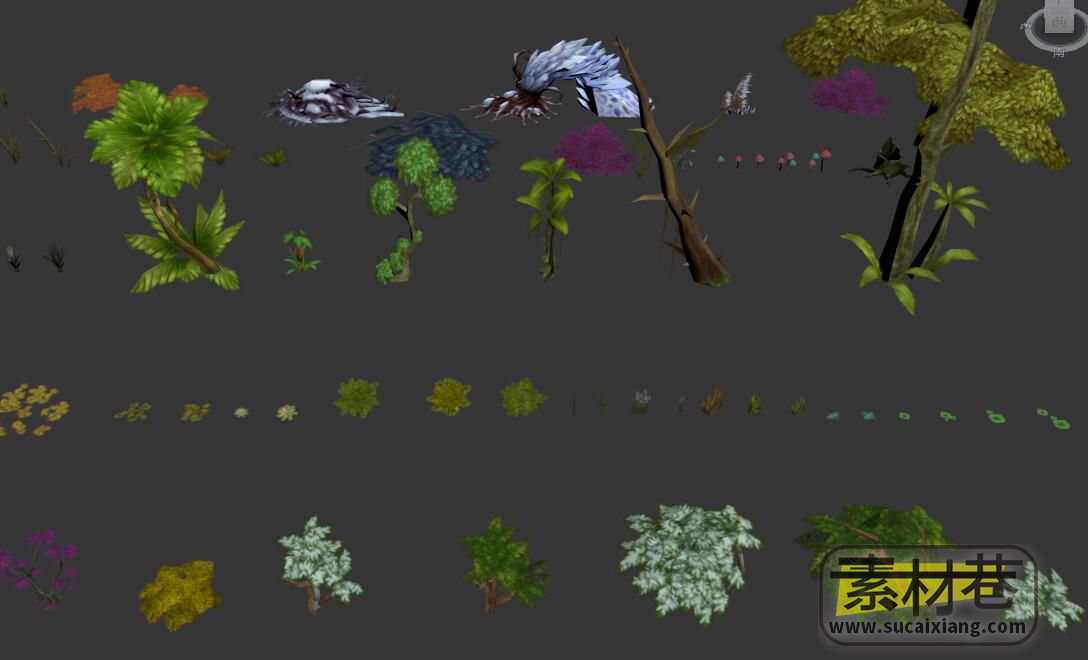 一大批游戏树木花草植物3D模型集合