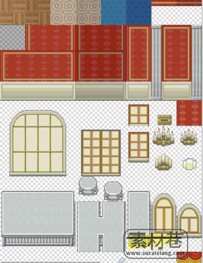 2D欧美风格RPG游戏室内家具物品摆件素材