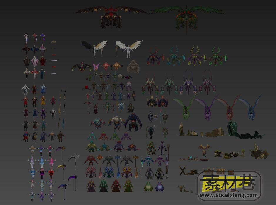 魔龙与勇士动作格斗游戏人物怪物武器3D模型合集