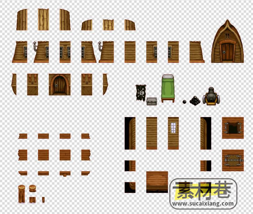 2D游戏城堡城墙建筑瓷砖物件素材