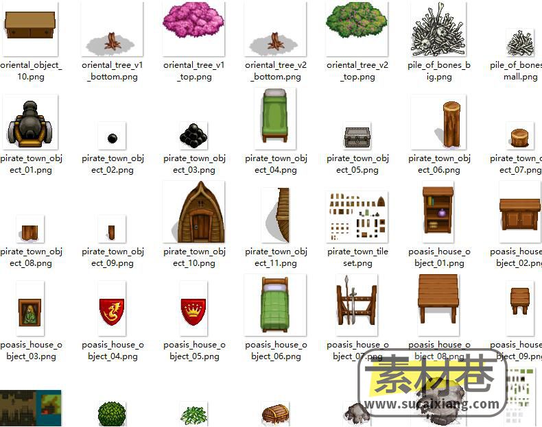 2D游戏城堡城墙建筑瓷砖物件素材