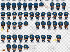 2D游戏像素风格警察动画序列帧素材