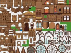2d复古风格游戏城堡房屋瓷砖素材