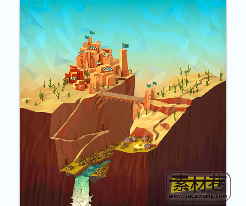 2D低多边形城堡游戏素材