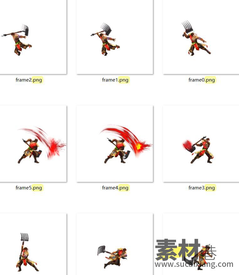 2D三国横版格斗类游戏人物角色序列帧素材