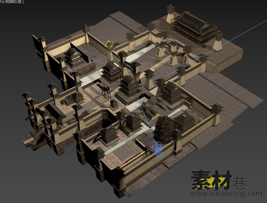 游戏洛阳城古代建筑场景模型