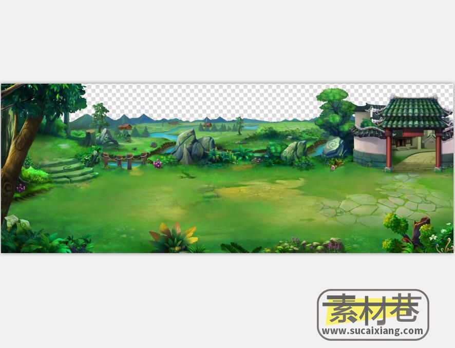 2D东方古风武侠修仙游戏横版地图场景素材