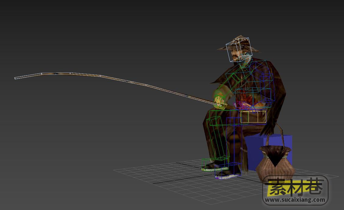 游戏古代渔夫3D模型（带骨骼绑定）