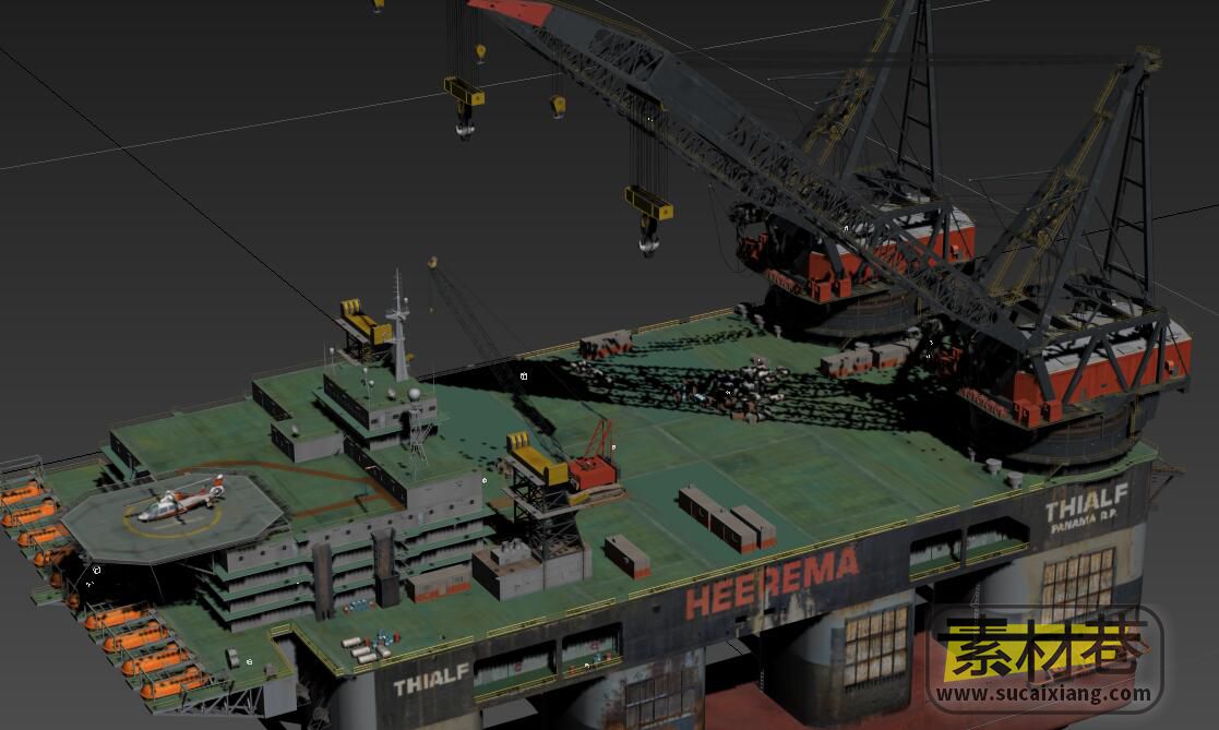 海上石油起重机钻机3D模型