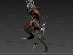 游戏双刀女刺客动作3D模型(带骨骼绑定)