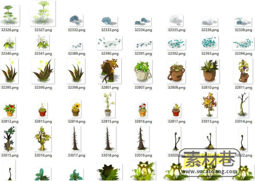 2D游戏各种树木花草植被素材