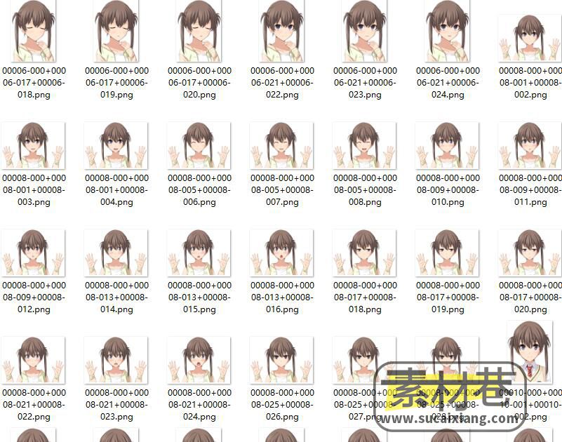 2D日本恋爱冒险游戏秋之回忆7人物神态表情素材