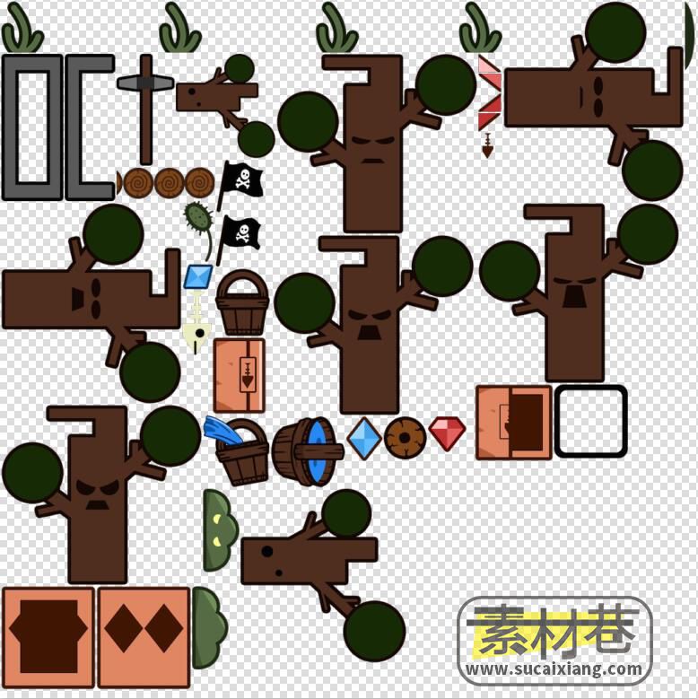 2D解谜游戏小黑的宝藏地图场景素材