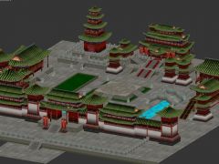 游戏大雄宝殿寺院藏经阁模型