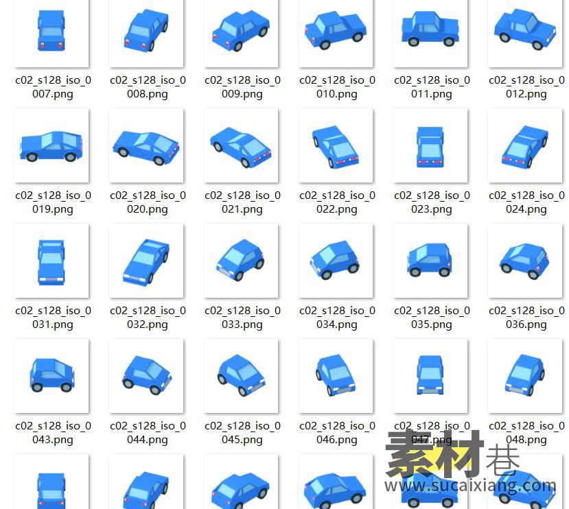 10种颜色16方向轿车赛车卡车游戏素材Isometric vehicles 3