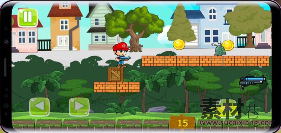 Buildbox类似超级玛丽的横版跳跃射击冒险游戏源码Super Jump