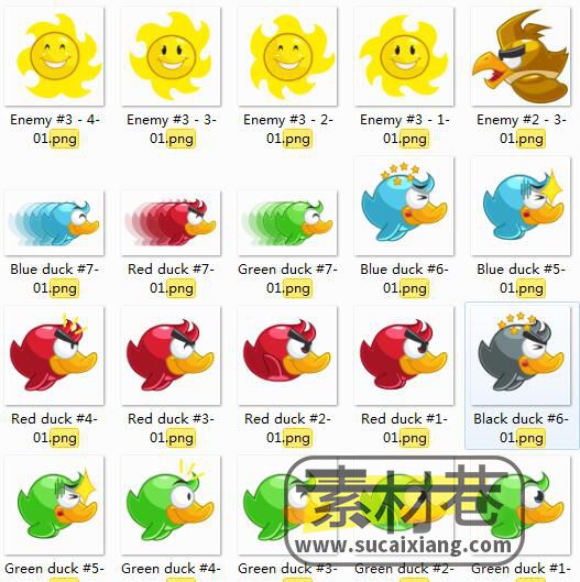 2D卡通胖乌鸦精灵鸟飞行游戏素材Flappy Duck Game Assets