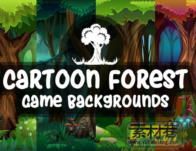 2D视差梦幻卡通森林游戏背景CARTOON FOREST GAME BACKGROUNDS
