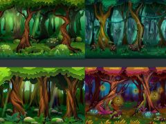 2D视差梦幻卡通森林游戏背景CARTOON FOREST GAME BACKGROUNDS