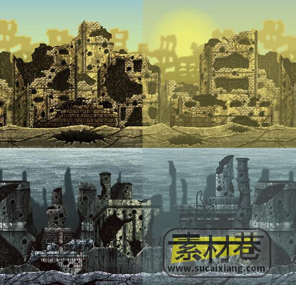 2D像素艺术风格战争城堡视差背景游戏素材WAR PIXEL ART 2D BACKGROUNDS