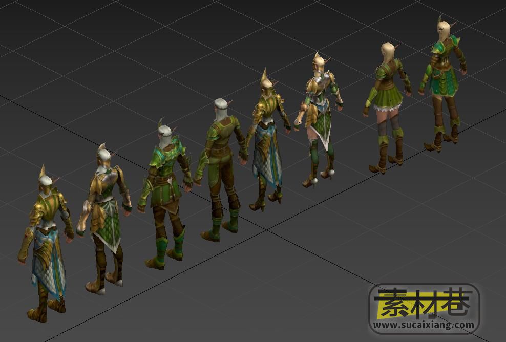 欧美风格游戏矮人雇佣兵和精灵3D模型集合
