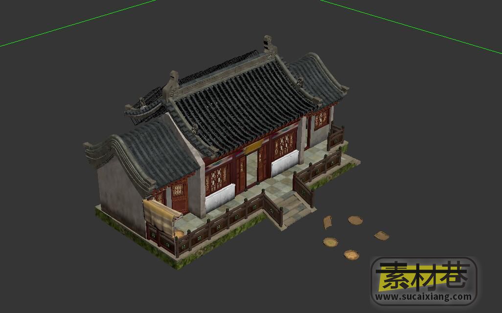 游戏古代中药店铺房屋3D模型