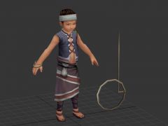 游戏古代村童3D动画模型（带骨骼绑定）