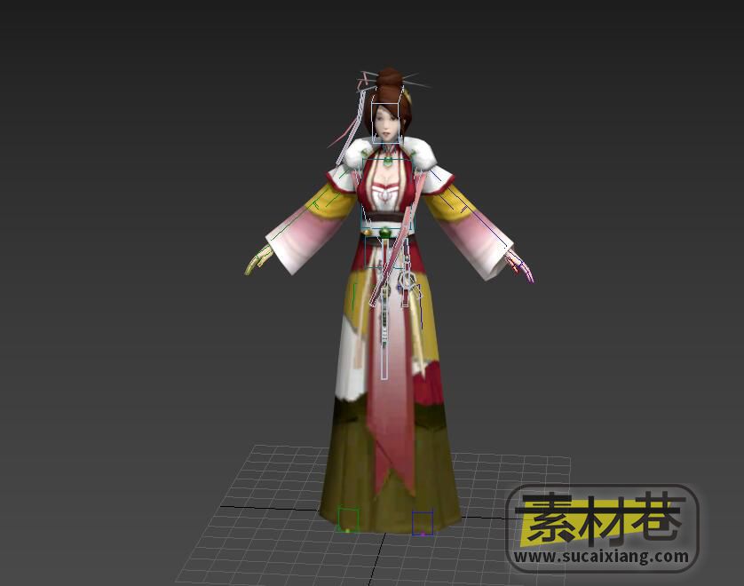 游戏古代裁缝店女老板3D模型（带骨骼绑定）
