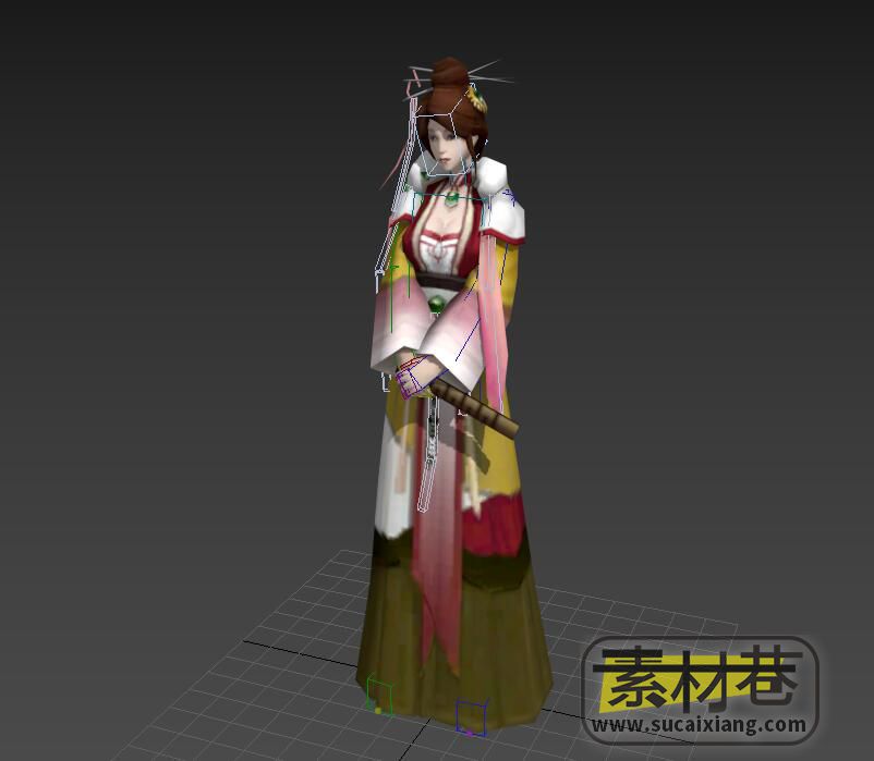 游戏古代裁缝店女老板3D模型（带骨骼绑定）