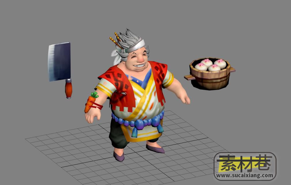 卡通游戏厨师3D模型