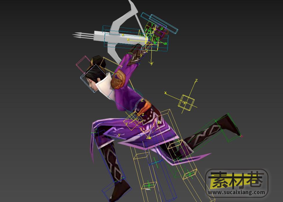 武侠游戏女弓弩手3D模型