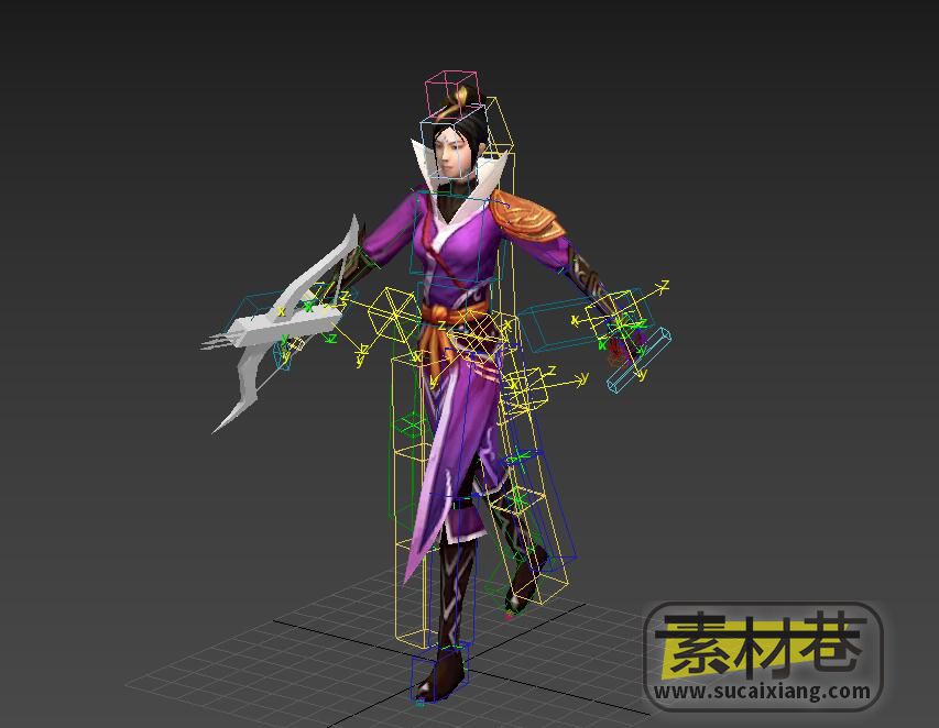 武侠游戏女弓弩手3D模型